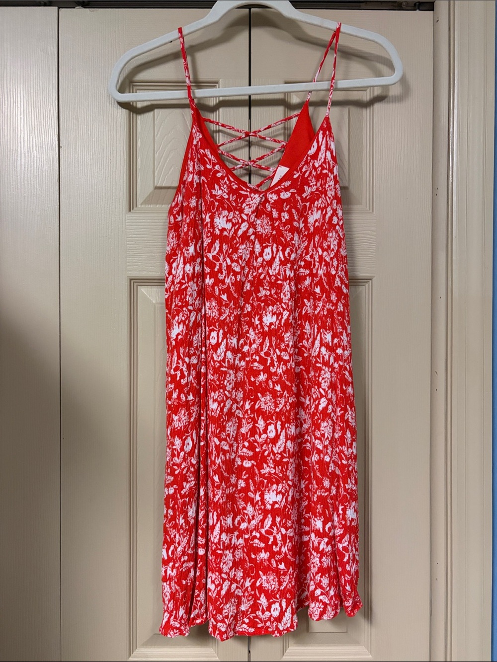 Everly Red & White Floral Strappy Slip Dress